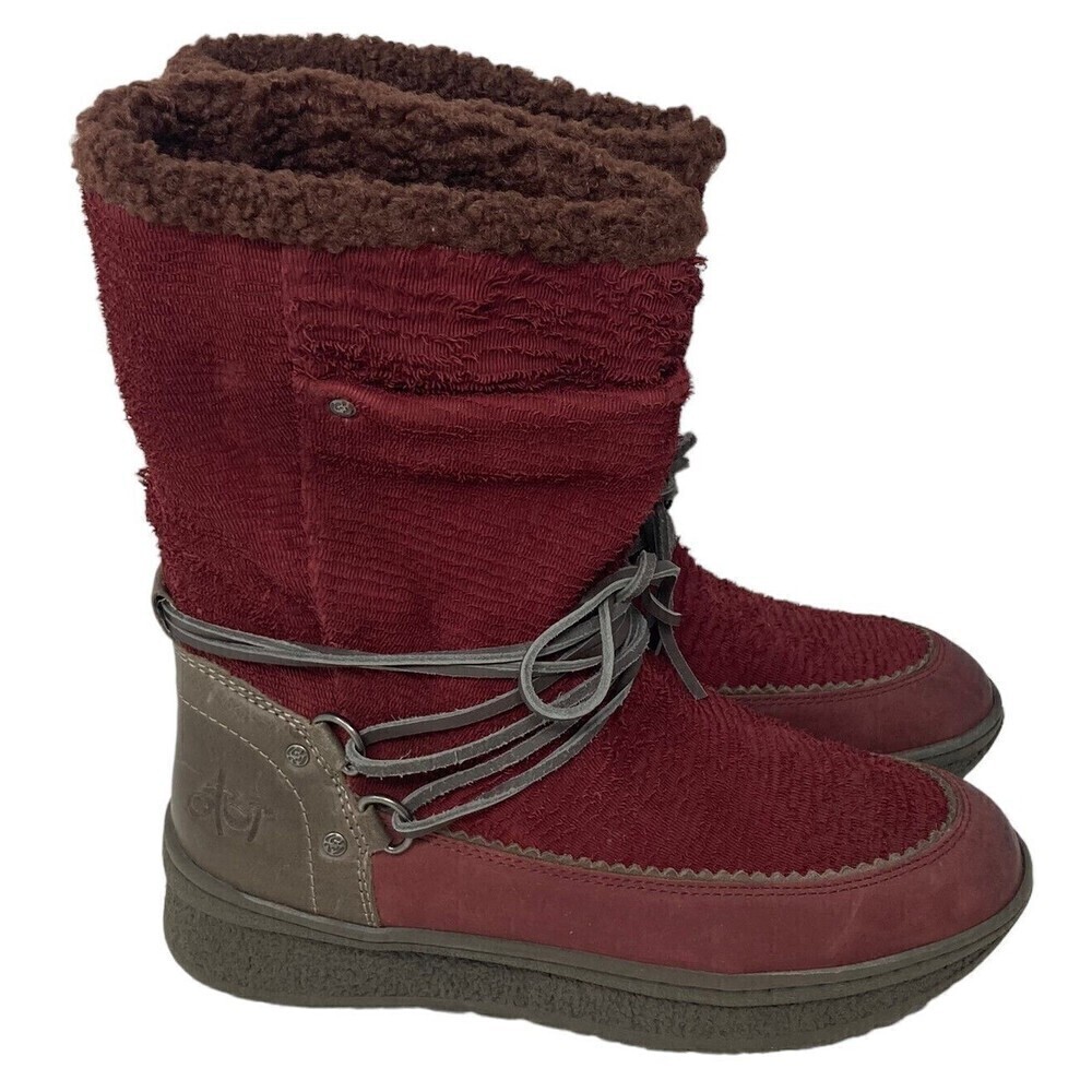 OTBT Slope Winter Boots Women's Size 7 M Red/Maroon Faux Shearling Lined Leather